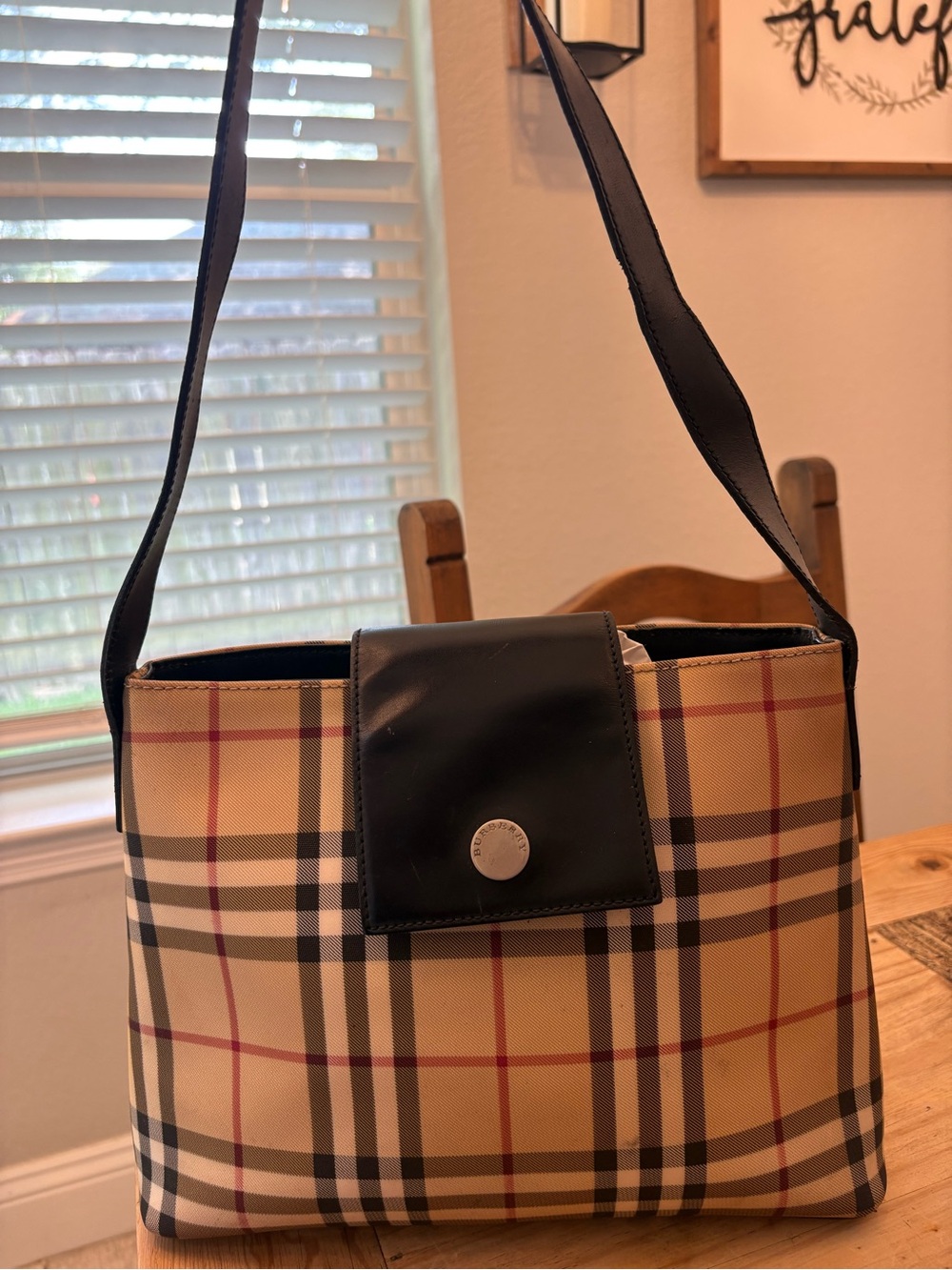 Burberry Black Canvas Tote with Interior Logo